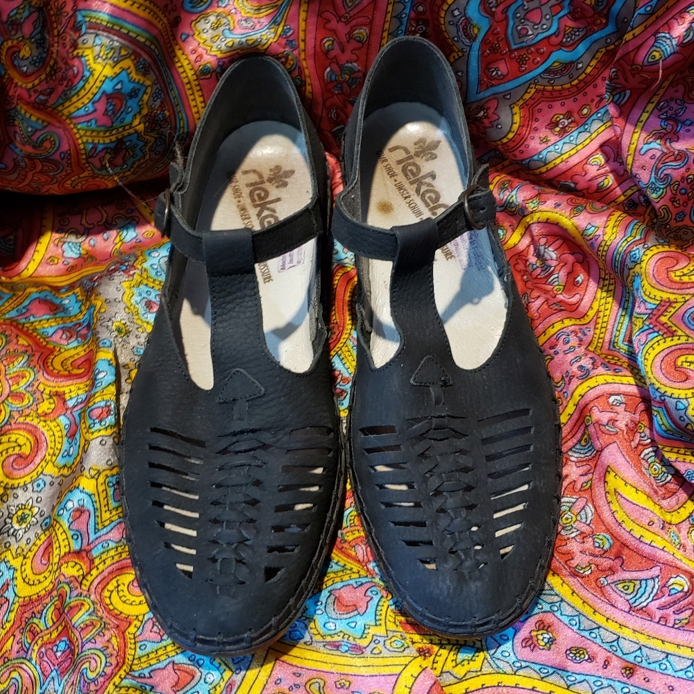 Rieker Black Cutout Flats
